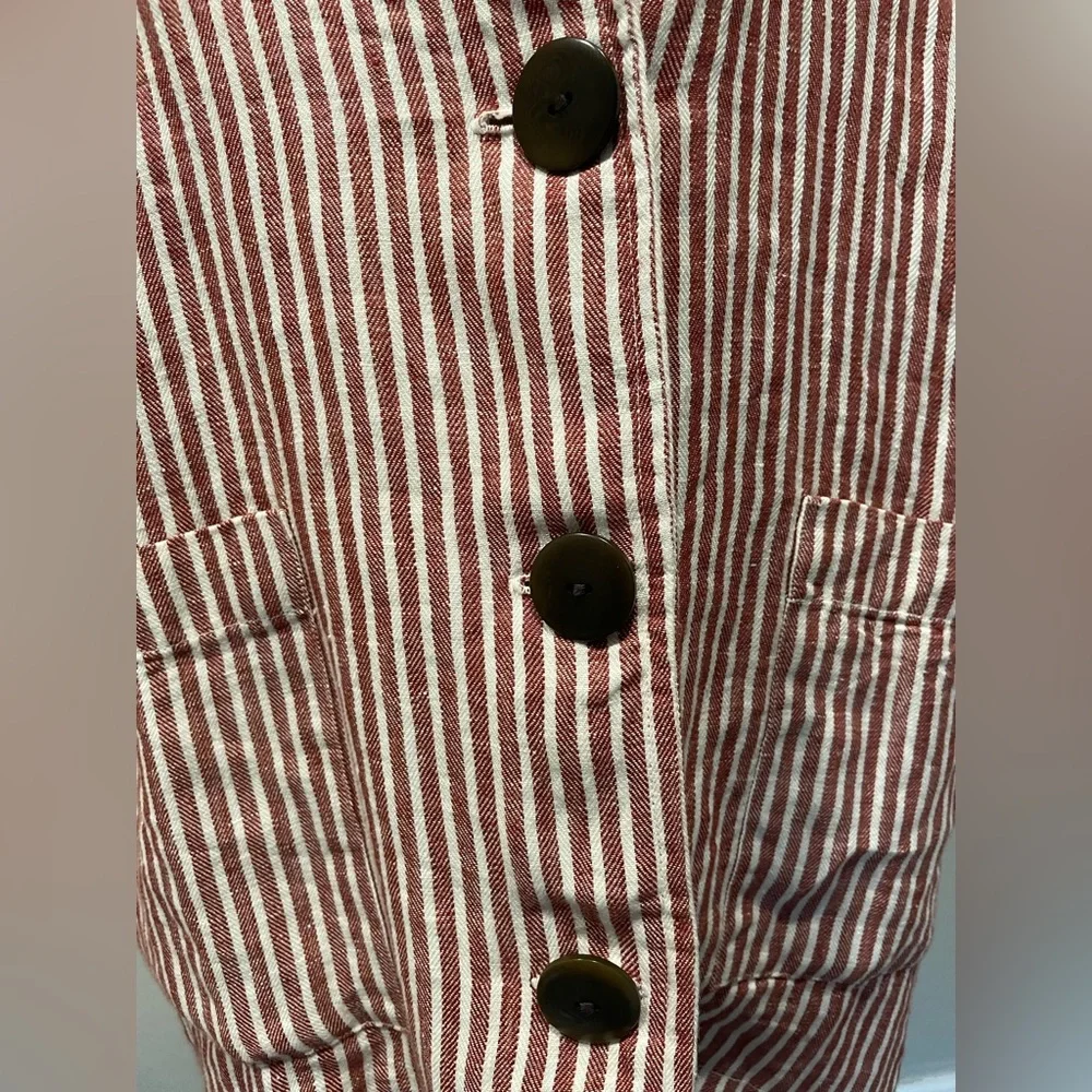 Mara Hoffman Red Stripe Linen Blazer XL Chic and Comfortable - Picture 7 of 16